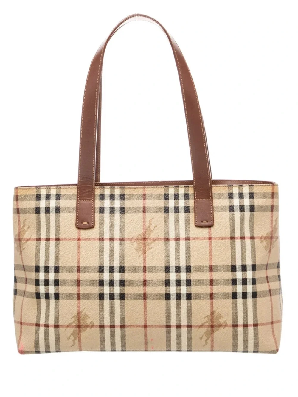 Burberry Haymarket Check Equestrian Knight Zip Tote Bag